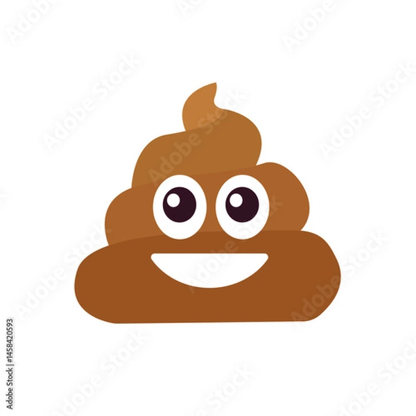 Obraz Funny brown pile of poop emoji vector face smiling smile symbol sign icon illustration poo