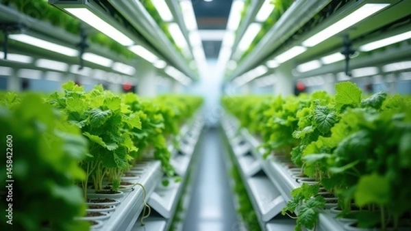 Obraz Modern Controlled Hydroponic Vertical Farming System in Action