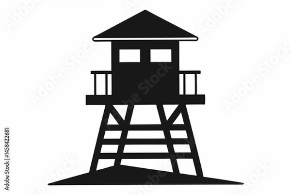 Fototapeta lifeguard tower silhouette vector