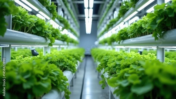 Obraz Controlled Environment Vertical Hydroponic Farming System in Action
