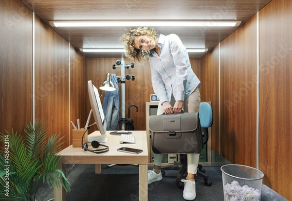 Fototapeta Employee standing in a small office