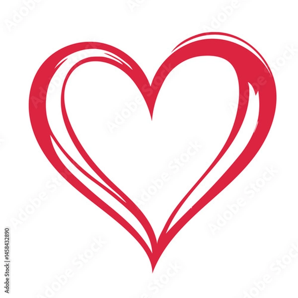 Fototapeta Hand drawn red heart outline with brushstroke vector