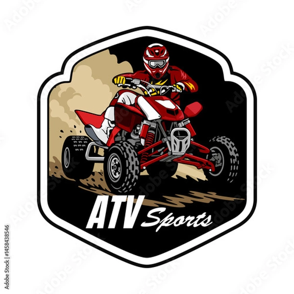 Fototapeta ATV sports emblem logo design vector art