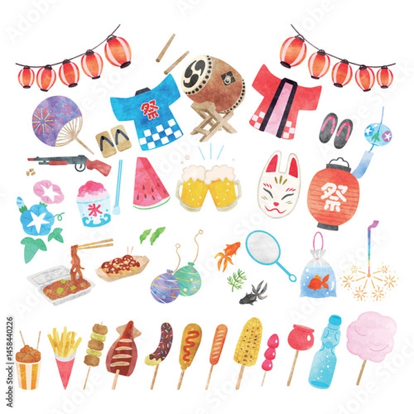 Obraz 夏祭りイラストセット