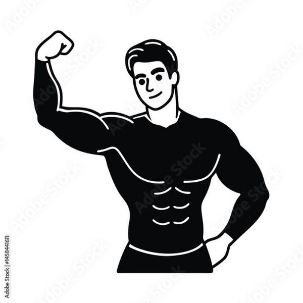 Fototapeta cartoon illustration of a bodybuilder posing