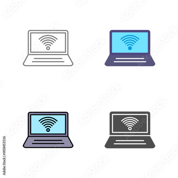 Fototapeta Connected Laptop Vector Icon
