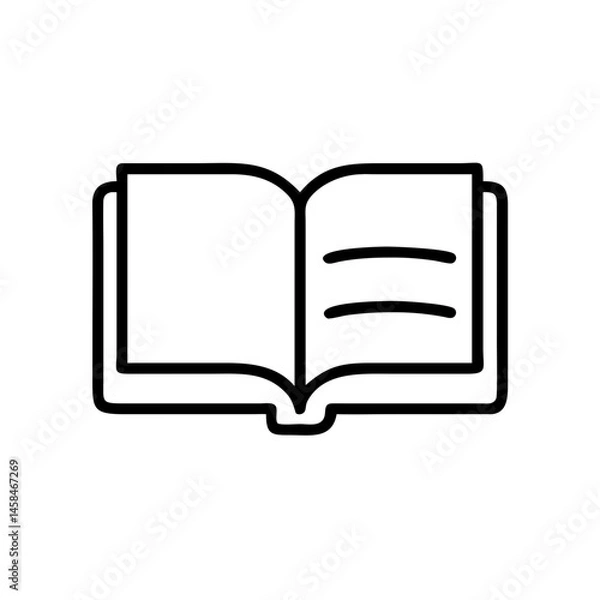 Fototapeta Open book icon in black outline. Reading, learning, education
