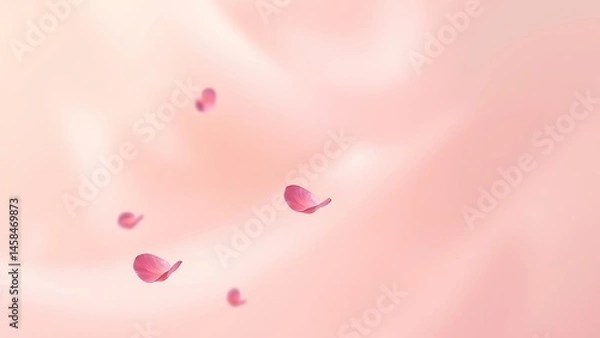 Fototapeta 暖色の空間に舞う桃色の花片