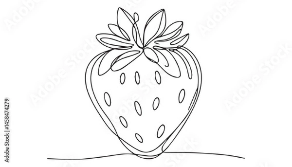 Fototapeta Continuous one single minimal line drawing strawberry
