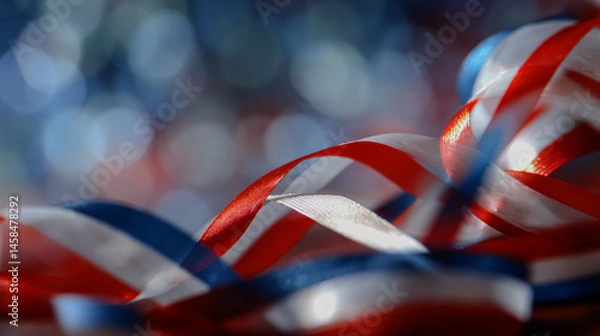 Fototapeta Memorial -hour interval background with medal and text for patriotic design projects