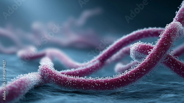 Fototapeta Filamentous Ebola virus particles with thread-like morphology and glycoprotein spikes