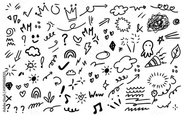 Obraz Hand Drawn assortment Doodle scribble element