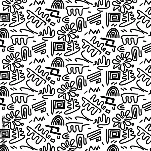 Fototapeta retro memphis graphic abstract  black and white seamless pattern