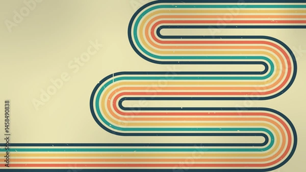 Obraz retro perspective lines rainbow background. Vintage grunge colourful stripes banner, backdrop and wallpaper vector.