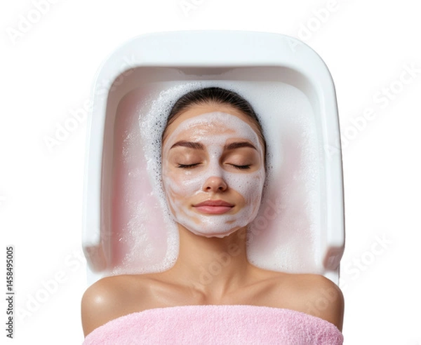 Obraz Relaxing facial treatment for skincare rejuvenation at  on a transparent background, cut out