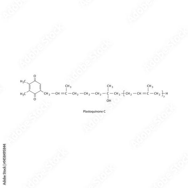 Fototapeta Plastoquinone C Skeletal Formula – Organic Electron Carrier Compound simple schematic illustration.