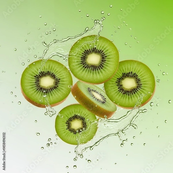 Obraz A composition of kiwi fruit slic