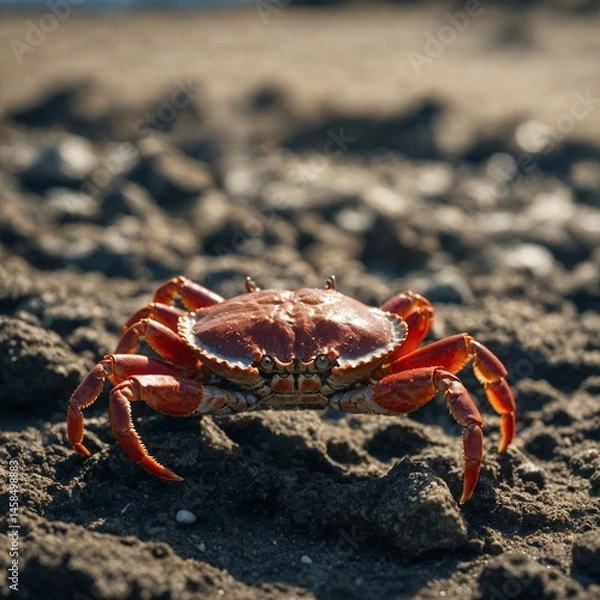 Fototapeta Crab Holding a Shell in Its Claws