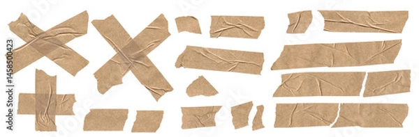 Obraz Torn kraft tape set on transparent background
