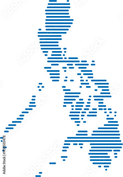 Obraz horizontal line drawing of philippines map.