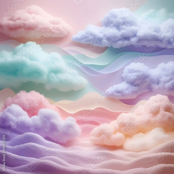 Obraz Clouds over the sky, pastel colour clouds, background for kids design