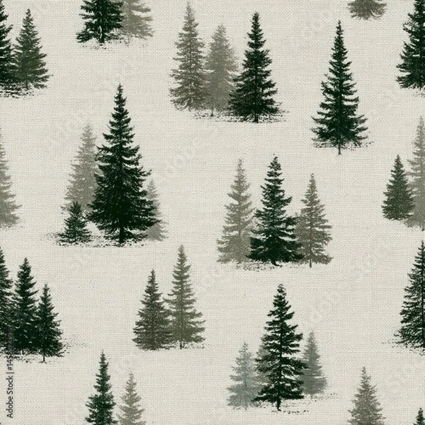 Fototapeta Seamless Pattern of Pine Trees in a Natural Setting Forest Landscape Textured Design Aerial View for Creative Projects
