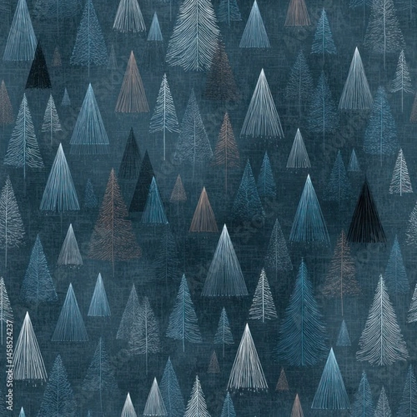 Fototapeta Seamless Pattern of Triangular Trees Forest Background Digital Art Calm Environment Aerial View Nature Concept