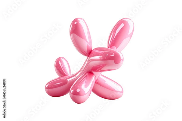 Obraz Pink Twisted Glossy Balloon Shape on Black, cut out transparent