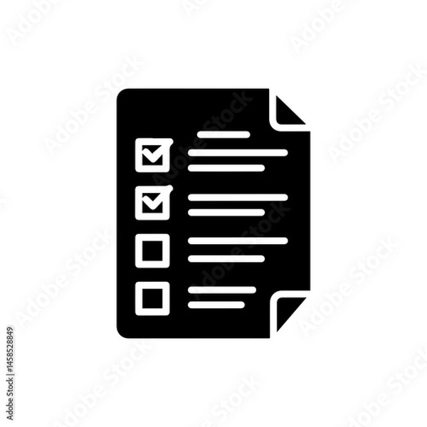 Fototapeta Black Icon of Checklist on Paper Sheet