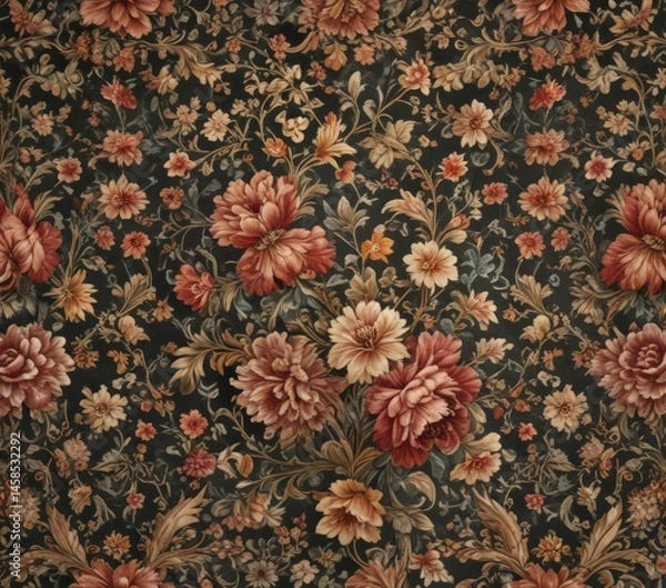 Fototapeta Intricate vintage floral textile, regal design  , regal, design, decoration