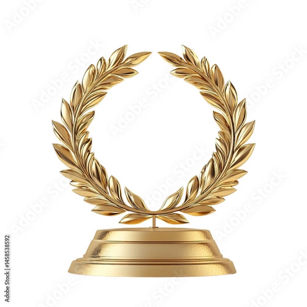 Obraz Golden laurel wreath on podium