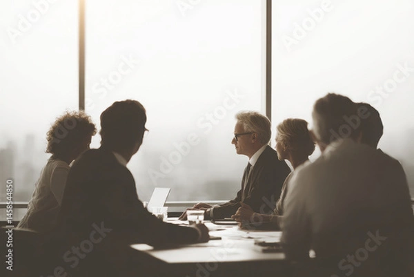Fototapeta professional setting showcasing business meeting about liability insurance