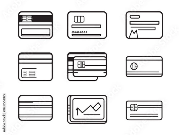 Fototapeta Debit Card Line Art Vector for Digital Payment Icons