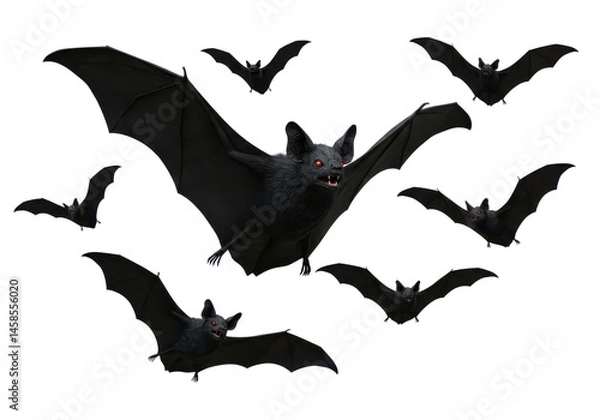 Obraz Spooky bats flying for halloween, isolated background