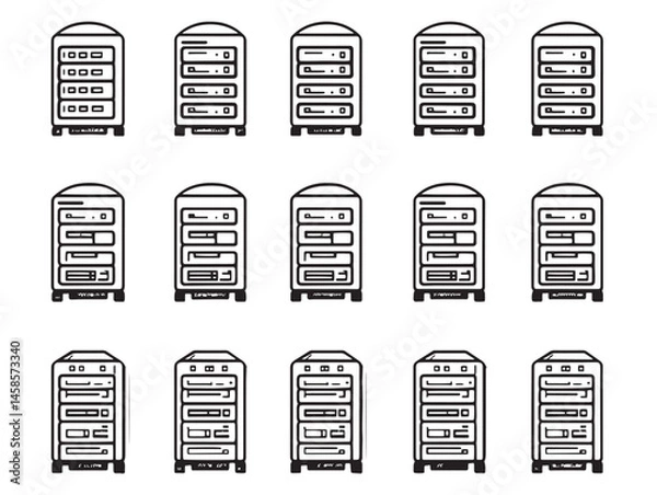 Fototapeta High Quality Data Center Line Art Vector Illustration