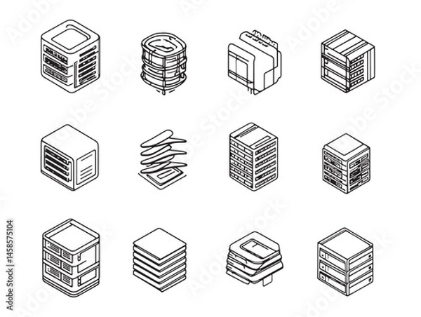 Fototapeta Data Server Line Art Illustration for Digital Platforms