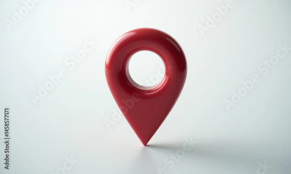 Fototapeta Red 3D Location Pin Icon, Map Marker - Minimalism