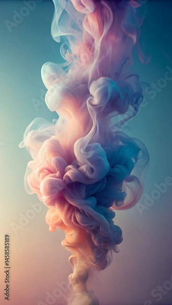 Fototapeta Gradient smoke swirling in soft hues against a blurred background  