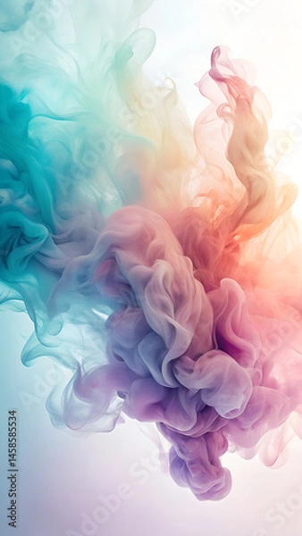 Fototapeta Abstract pastel smoke trails blending in soft gradients  