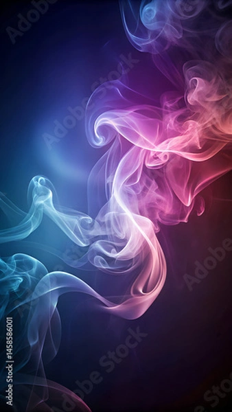 Fototapeta Colorful Smoke Trails Blending Softly Against a Dark Background  