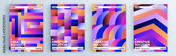 Fototapeta Modern abstract covers set, minimal covers design. Colorful geometric background, vector illustration.