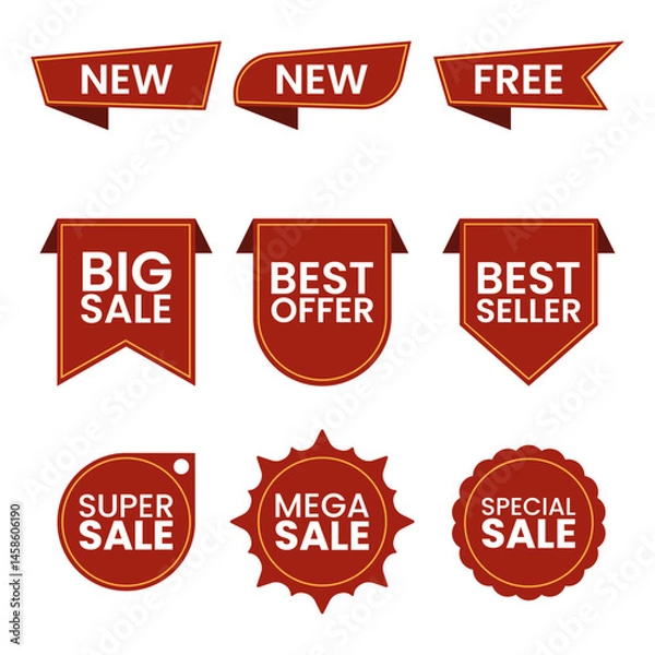Fototapeta Red Sale and Promotion Labels Set - Vector Badge Collection