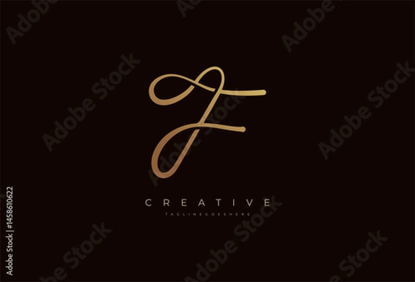 Fototapeta Letter F calligraphy Logo, Luxury letter F with infinity icon combination, vector illustration