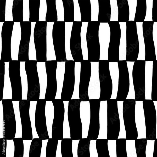 Fototapeta Monochrome background. Seamless undulatory print. Abstract pattern with wavy element.