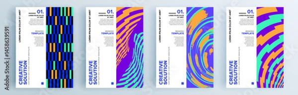 Fototapeta Modern abstract covers set, minimal covers design. Colorful geometric background, vector illustration.
