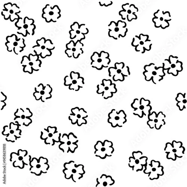 Obraz Seamless flower pattern. Geometric stylized flowers in groovy naive style. Floral botanic hand drawn design print.