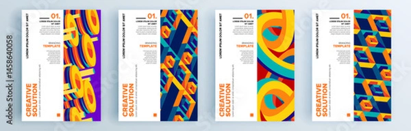 Fototapeta Modern abstract covers set, minimal covers design. Colorful geometric background, vector illustration.