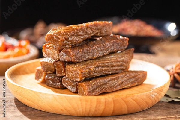 Obraz Dried beef jerky, beef strips