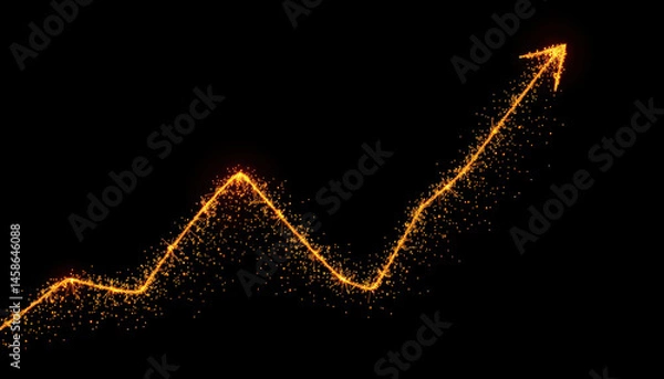 Fototapeta Glowing Upward Trend Line Graph on Black