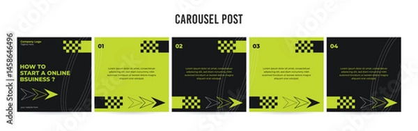 Fototapeta Futuristic Carousel Post Template, Editable Social Media Layout Design, business Instagram & Linkedin Carousel Post, Template eps 10.